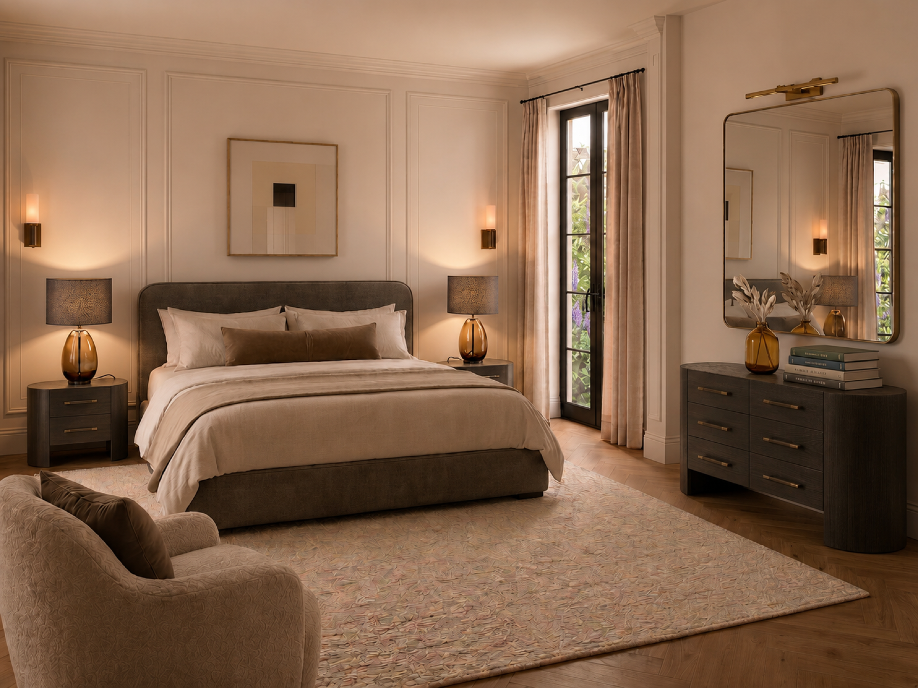 Warm bedroom interior with Langham Design furniture